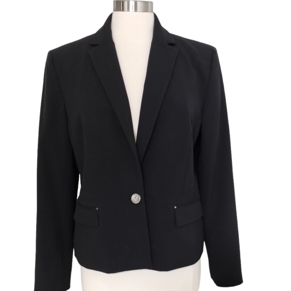 Anne Klein Blazer 14 Black One Button